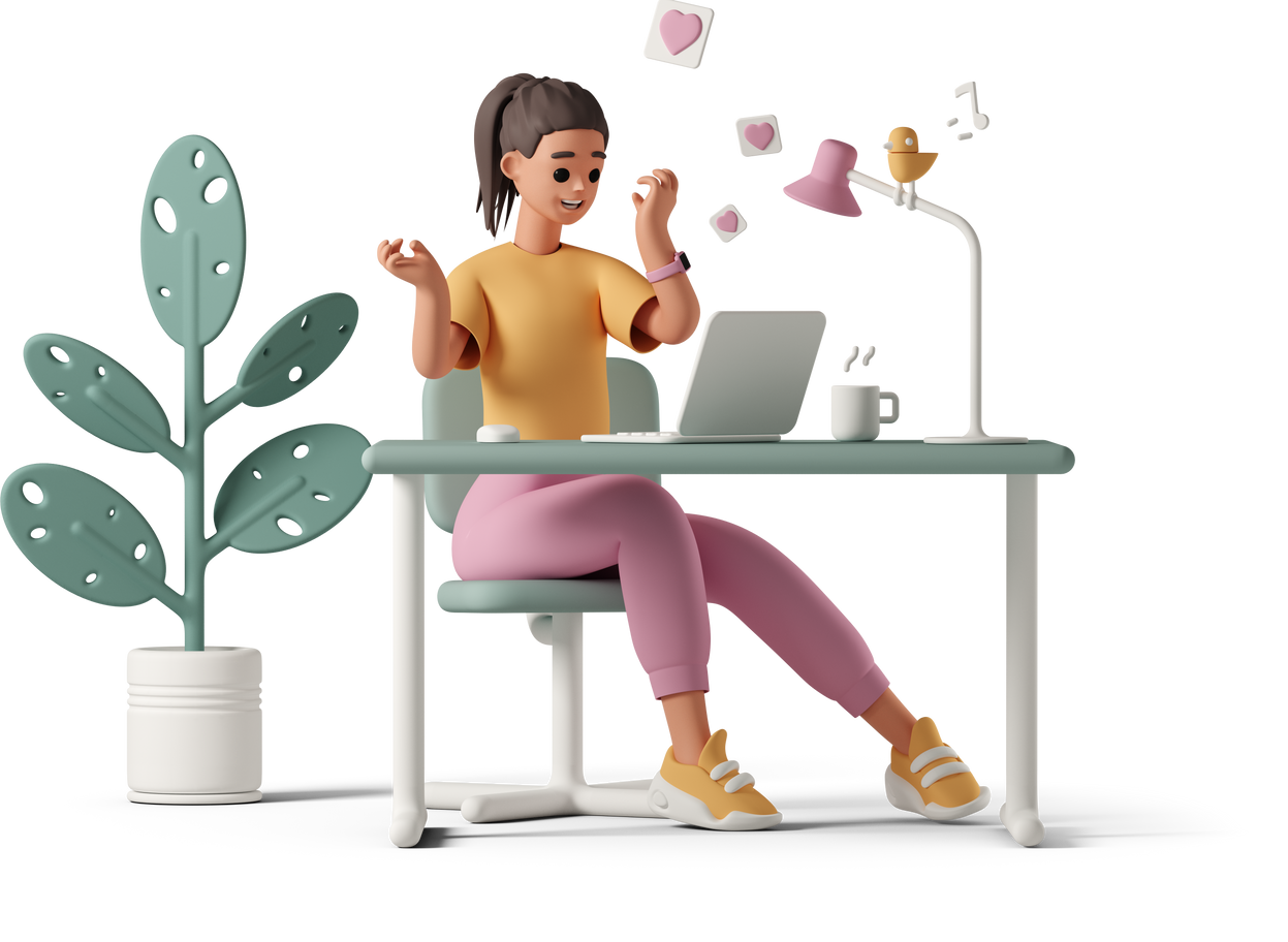 GIRL SITTING IN FRONT OF A COMPUTER ILLUSTRATION